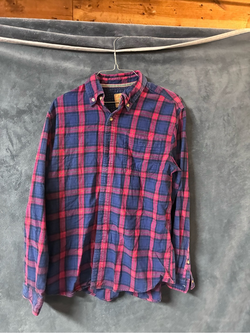 Boston Traders Blue and Pink Plaid Button-Down Shirt